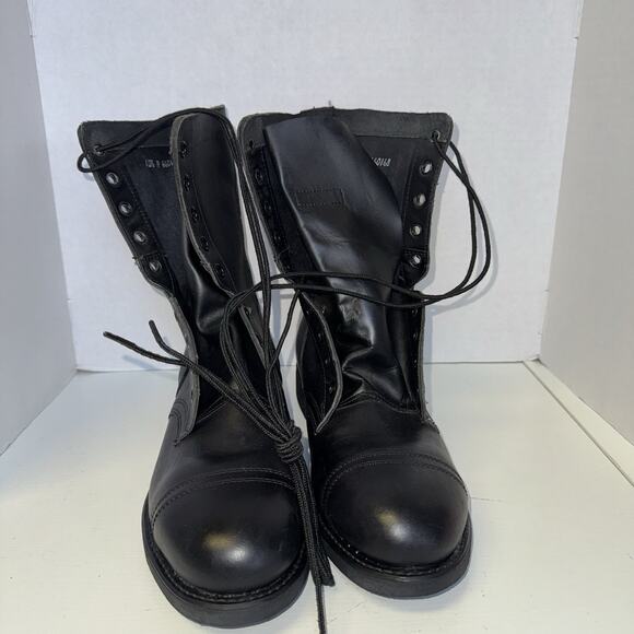 Vintage 88 Black 10.5 Leather Combat Boot COVE Military Steel-toe BILTRITE NWOB main image 6